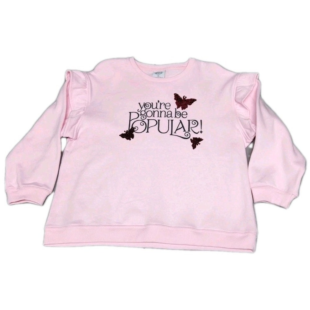 "Wicked" Girl's Round Neck Long Sleeve Glinda Pullover Sweater - Large